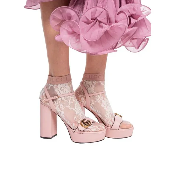 Gucci Women's 573021 GG Marmont Leather Platform Sandals - Picture 2 of 9